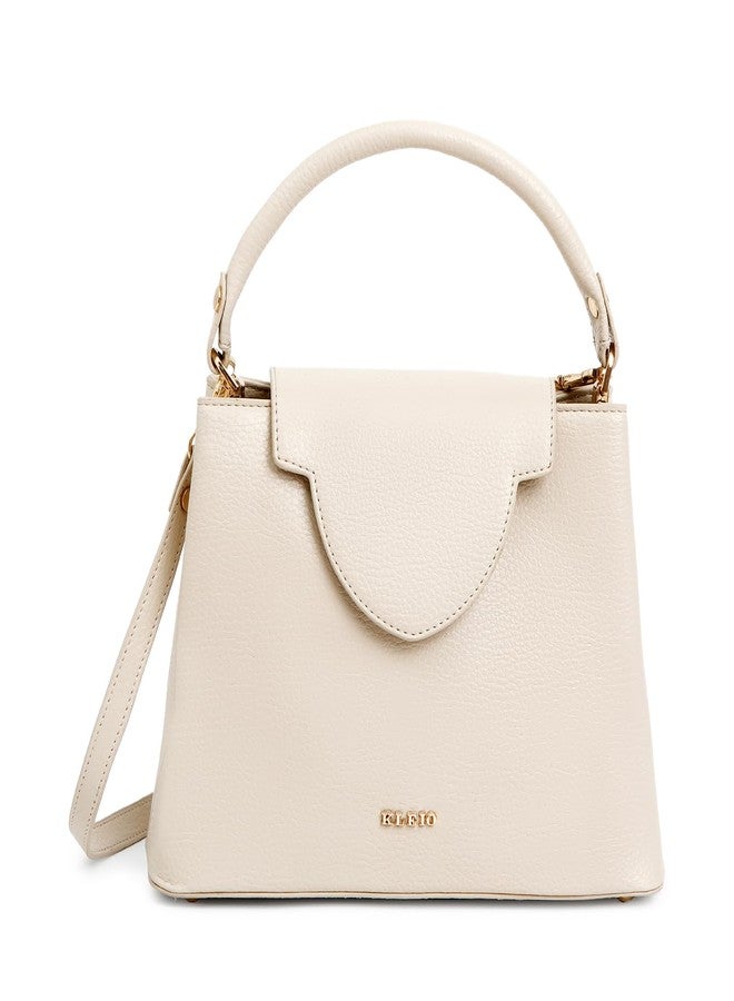 KLEIO Vegan Leather All Occassion Top Handle Handbag for Women (Cream) - Image 2
